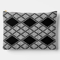 BLACK ARGYLE KNIT Large Accessory Pouch