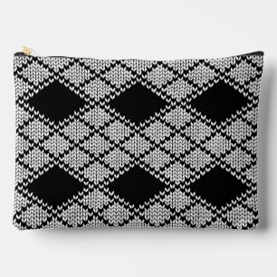 BLACK ARGYLE KNIT Large Accessory Pouch
