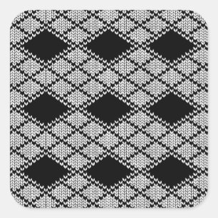 BLACK ARGYLE KNIT Large Square Stickers