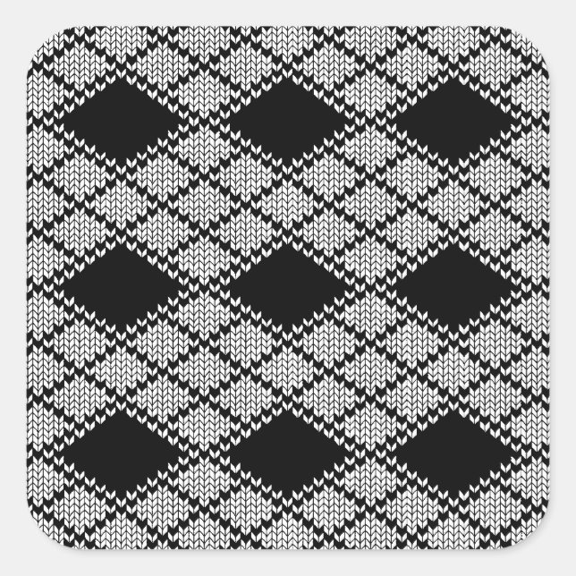 BLACK ARGYLE KNIT Large Square Stickers (Front)