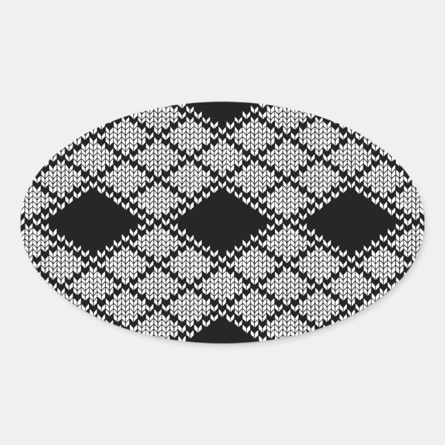 BLACK ARGYLE KNIT Oval Stickers (Front)