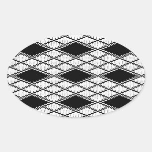BLACK ARGYLE KNIT Oval Stickers
