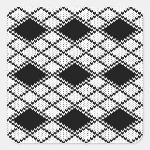 BLACK ARGYLE KNIT Small Square Stickers