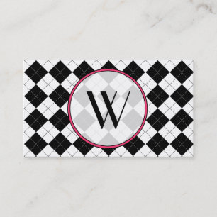 Black Argyle Monogram Fashion Business Card