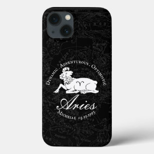 Black Aries Vintage Custom Zodiac Personality  iPhone 13 Case
