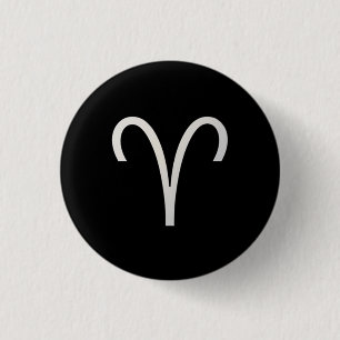 Black Aries Zodiac March 21 - April 19 Astrology 3 Cm Round Badge