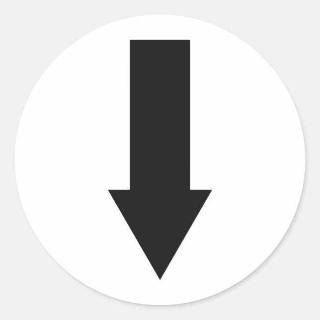 black arrow down icon classic round sticker (Front)