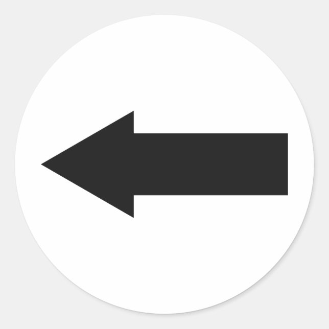 black arrow left icon classic round sticker (Front)