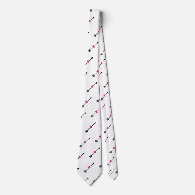 Black Arrow with Fuchsia Heart Neck Tie (Front)