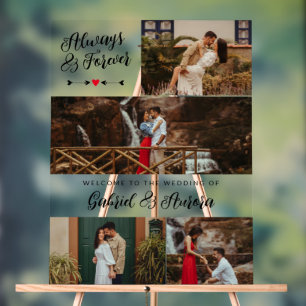 Black Arrows Photo Collage Always Forever Welcome Acrylic Sign