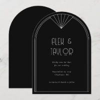 Black Art Deco Arch Frame Wedding Save the Date