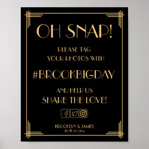 Black Art Deco Great Gatsby Hashtag Sign 8x10