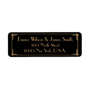 Black Art Deco Great Gatsby Return Address Labels