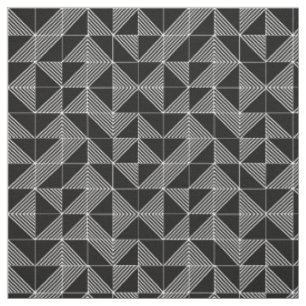 Black Art Deco Lines Fabric