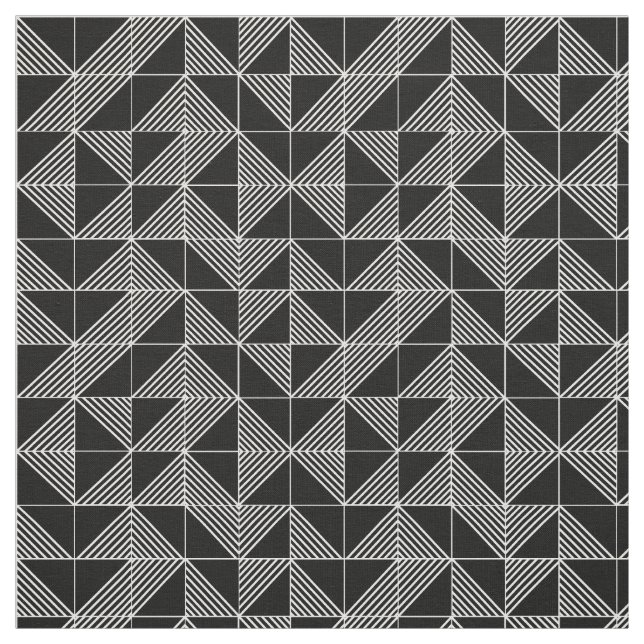 Black Art Deco Lines  Fabric (Swatch)