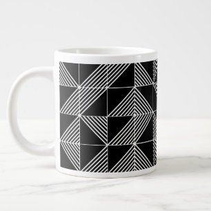 Black Art Deco Lines Large Coffee Mug