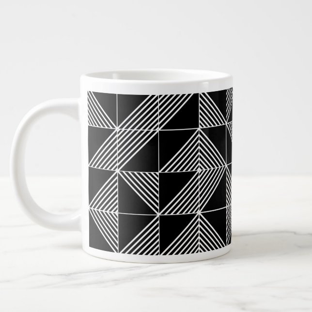 Black Art Deco Lines  Large Coffee Mug (Left)