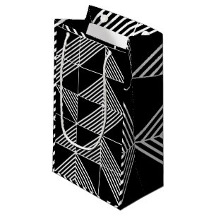 Black Art Deco Lines Small Gift Bag