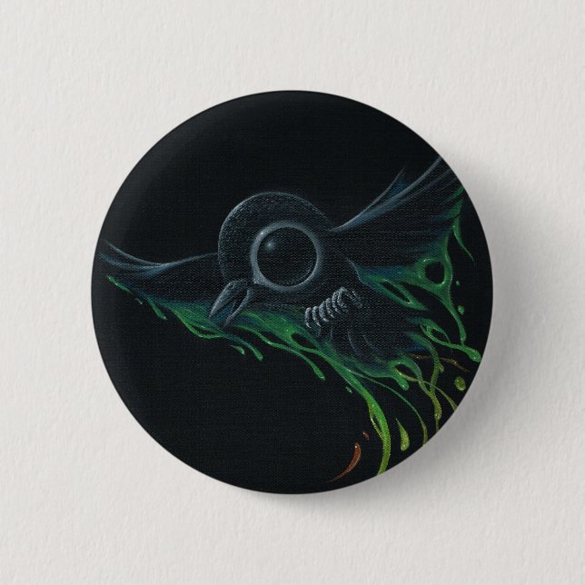 Black as pitch 6 cm round badge (Front)