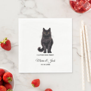 Black Asian Cat I Loved Her First Wedding Napkin
