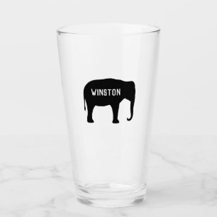 Black Asian Elephant Silhouette Personalised Glass