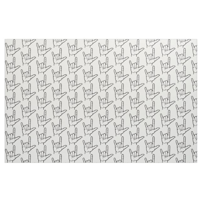 Black ASL I Love You Patterned Fabric (Yard)