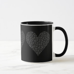 Black Asphalt Heart Two-Tone Coffee Mug