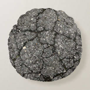 Black Asphalt Street Paving Cement Round Cushion