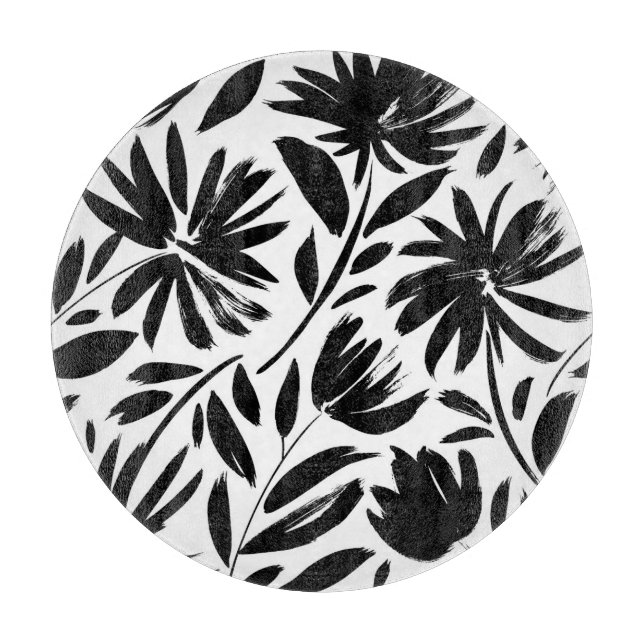 Black aster: vintage chrysanthemum pattern cutting board (Front)