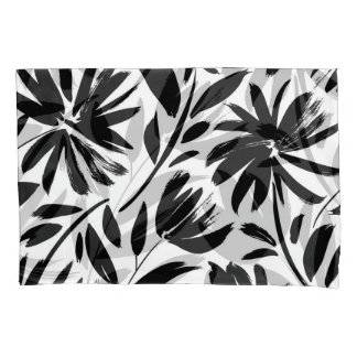 Black aster: vintage chrysanthemum pattern pillowcase