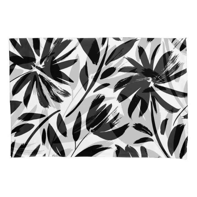 Black aster: vintage chrysanthemum pattern pillowcase (Front)