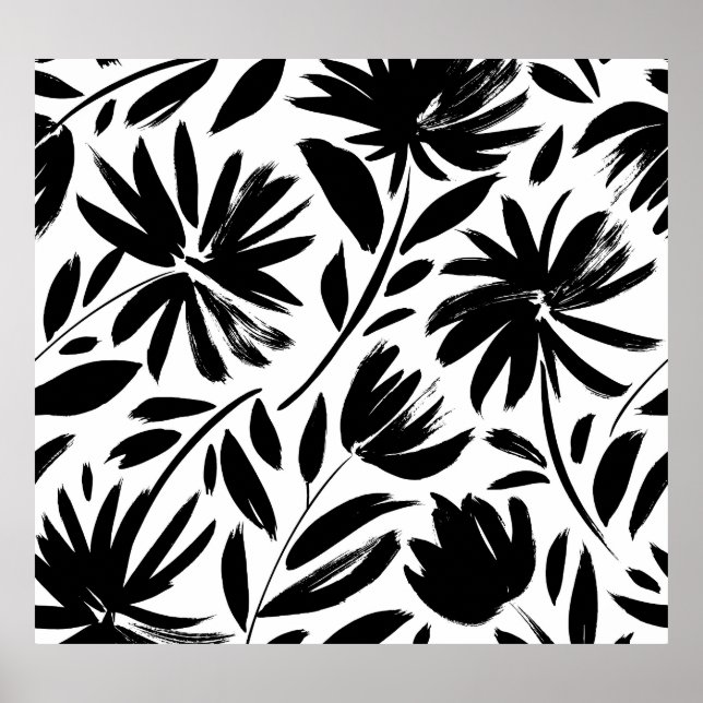 Black aster: vintage chrysanthemum pattern poster (Front)