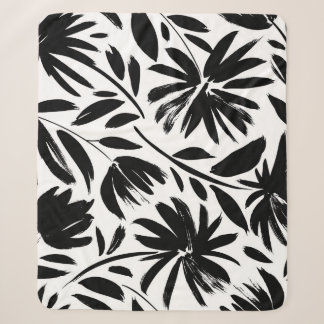 Black aster: vintage chrysanthemum pattern sherpa blanket