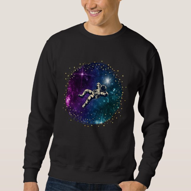 Black Astronaut In The Galaxy Swimming In Space Sweatshirt (Front)