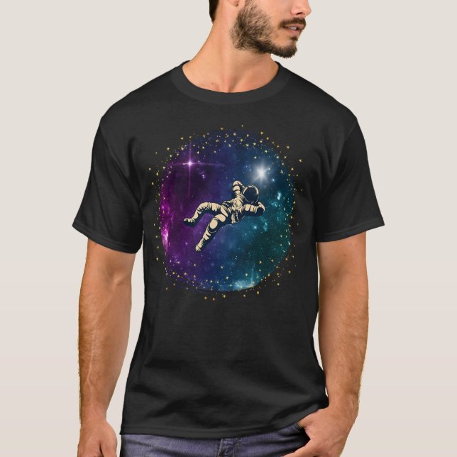 Black Astronaut In The Galaxy T-Shirt (Front)