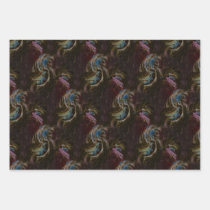 Black Atomic Space Age Wrapping Paper Sheet