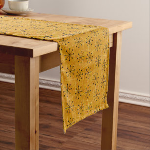 Black Atomic Starbursts Mid-Century Modern Short Table Runner