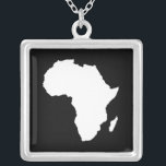 Black Audacious Africa Silver Plated Necklace<br><div class="desc">Africa map outline in white with contrasting colours in Emporio Moffa's "Safari" palette inspired by the daring adventurousness and wilderness of the continent.</div>