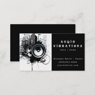 Black Audio Stereo Installation Business Card