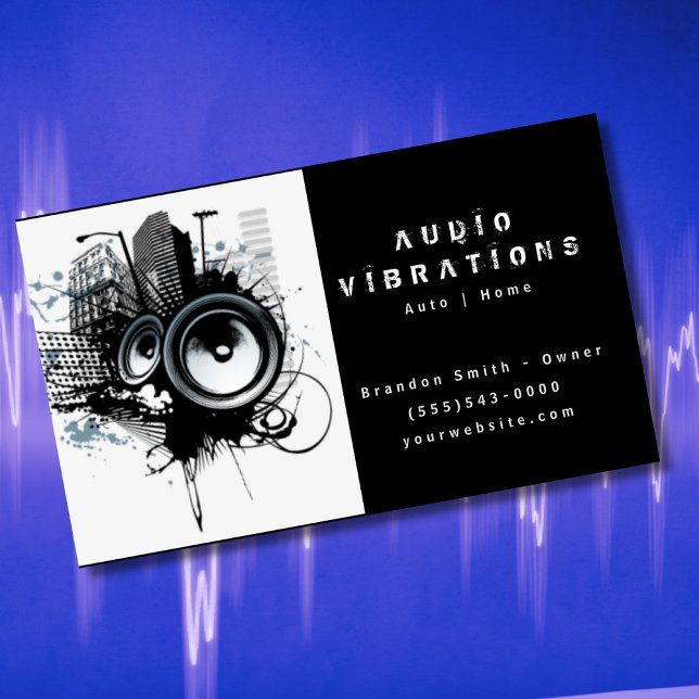 Black Audio Stereo Installation Business Card (Creator Uploaded)