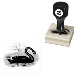Black Australian Swan Bird Vintage  Rubber Stamp