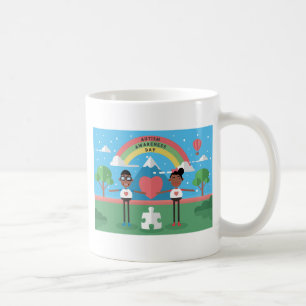 black autism awareness kids coffee mug