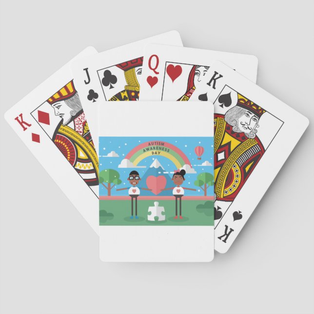 black autism awareness kids playing cards (Back)