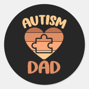 Black Autism Dad Of Autistic Son Autism Awareness Classic Round Sticker
