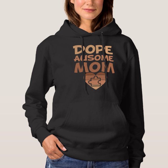Black Autism Mom Ausome Mom Puzzle Piece Love Neur Hoodie (Front)