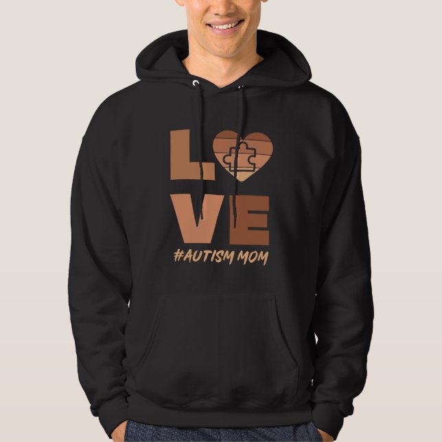 Black Autism Mom Love Mom Of Autistic Son Kids Neu Hoodie (Front)