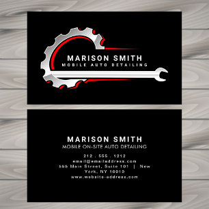 Black Auto Detailing, Auto Repair Logo Black Busin Business Card