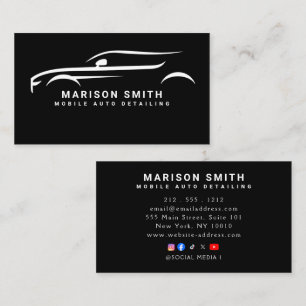 Black Auto Detailing, Auto Repair Logo Black Business Card