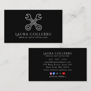 Black Auto Detailing, Auto Repair Logo Black Business Card