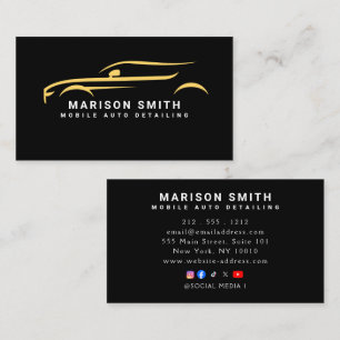 Black Auto Detailing, Auto Repair Logo Black Business Card
